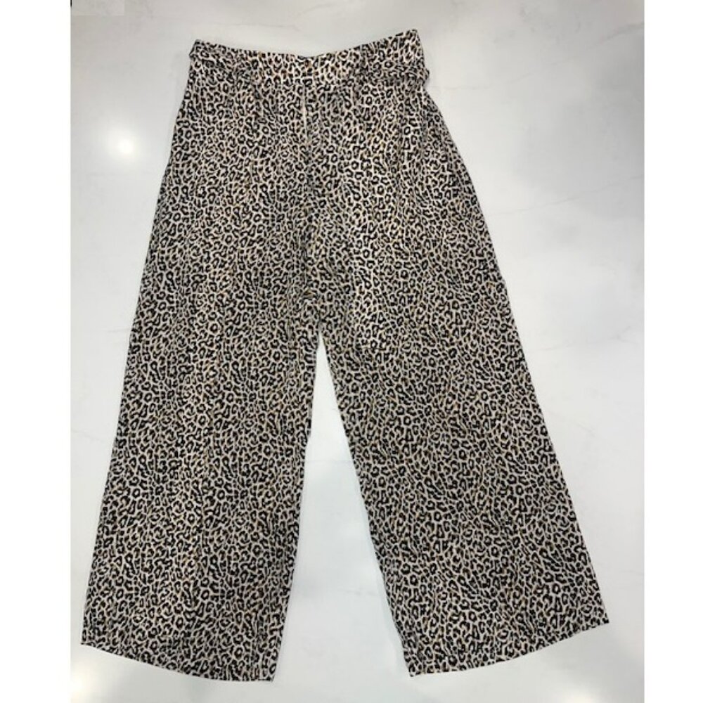 J Crew wide-leg cropped pant in leopard-print silk